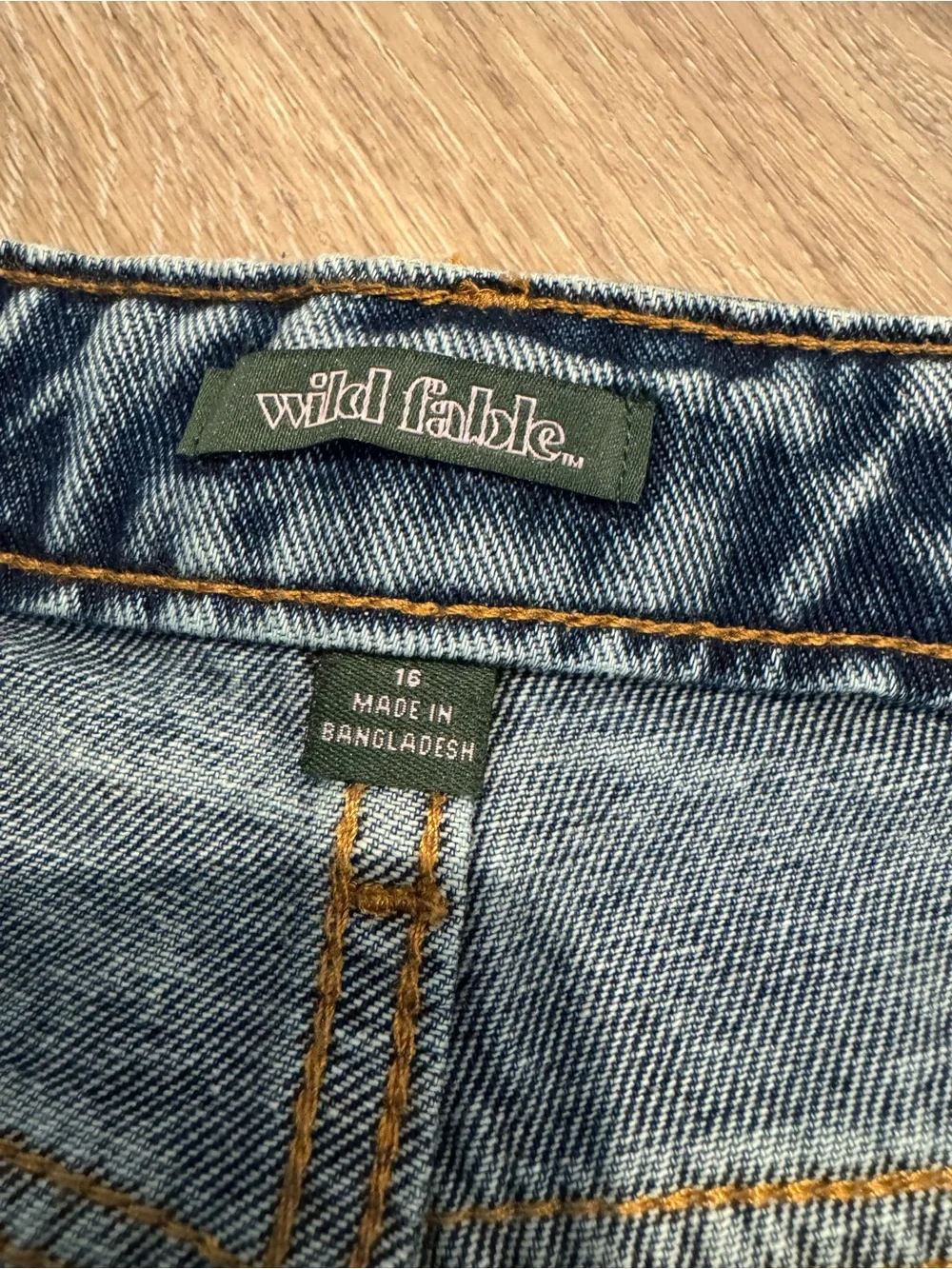 Wild Fable high-rise denim shorts w/ distressed acid wash finish &raw,frayed hem